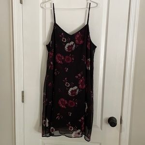 Mudd XL black chiffon dress with slip floral